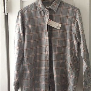Uniqlo flannel shirt, size M, gray, new